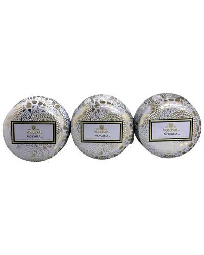 Voluspa Pack Of 3 4oz Mokara Mini Tins In Gold