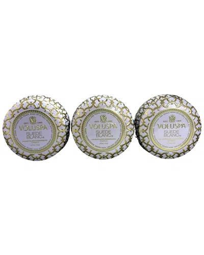 Voluspa Pack Of 3 4oz Suede Blanc Mini Tins In Gold