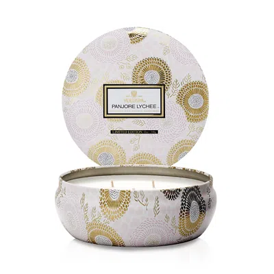 Voluspa Panjore Lychee 3 Wick Tin Candle, 12 Oz. In Gray