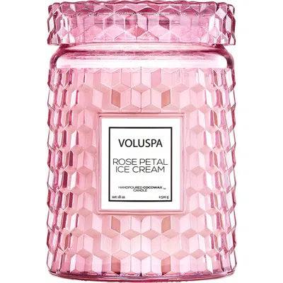 Voluspa Rose Petal Ice Cream Large Jar Candle In Pink