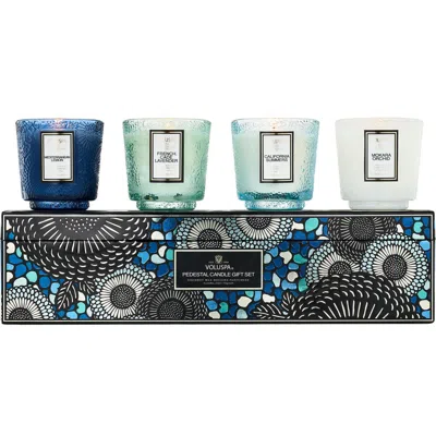 Voluspa Shades Of Blue Pedestal Candle Gift Set In Multi