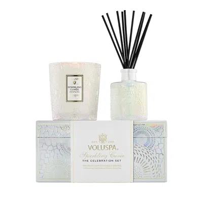 Voluspa Sparkling Cuvee Celebration Candle & Reed Diffuser Gift Set In White