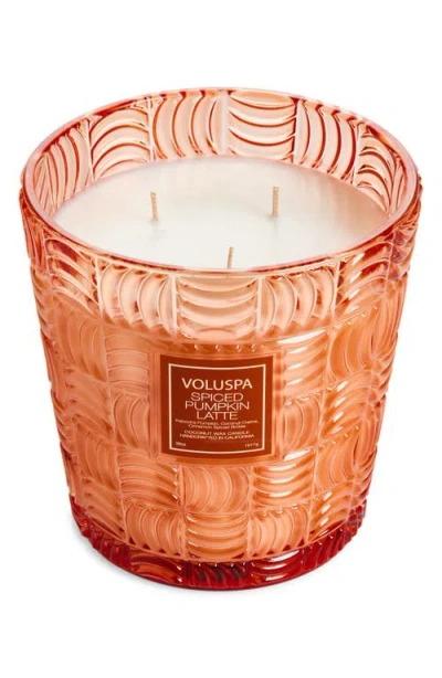 Voluspa Spiced Pumpkin Latte 3-wick Hearth Candle In Orange