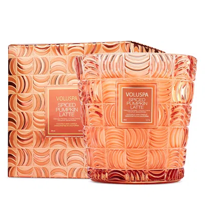 Voluspa Spiced Pumpkin Latte 3 Wick Heath Candle, 38 Oz. In Orange