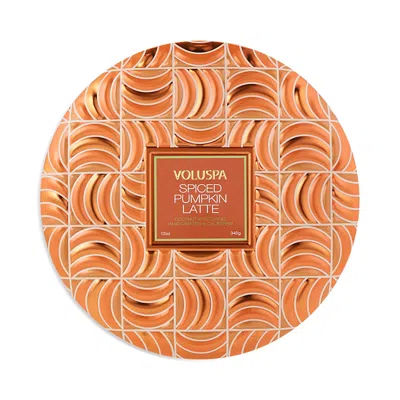 Voluspa Spiced Pumpkin Latte 3 Wick Tin In Orange