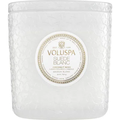 Voluspa Suede Blanc Boxed Luxe Candle In White
