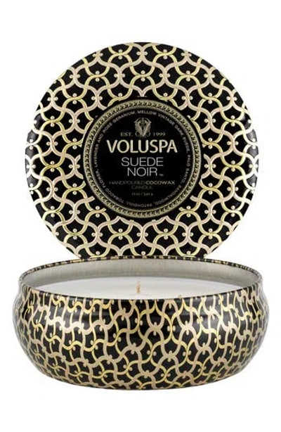 Voluspa Suede Noir 3-wick Tin Candle In Black