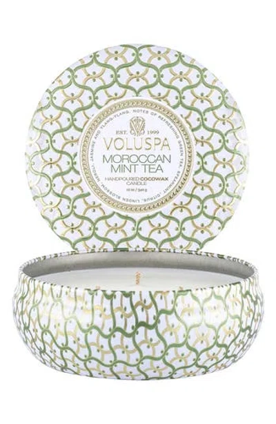Voluspa Three-wick Tin Candle In Green