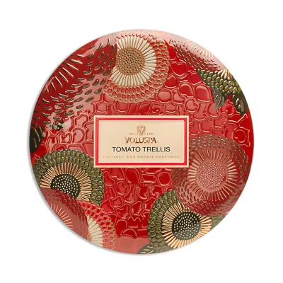 Voluspa Tomato Trellis 3 Wick Tin Candle 12 Oz. In Red