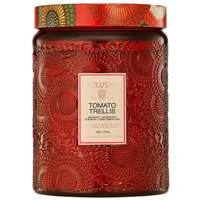 Voluspa Tomato Trellis Glass Jar Candle 18 Oz/510 G In Red