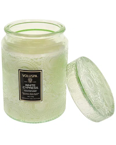 Voluspa White Cypress Large 18oz Candle In Green
