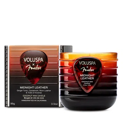 Voluspa X Fender Midnight Leather Boxed Candle 3.5 Oz. In Black