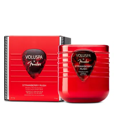 Voluspa X Fender Strawberry Rush Boxed Candle 11 Oz. In Red