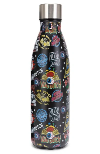 Von Dutch 24oz Hydration Double Walled Insulated Stainless Steel Bottle In Black