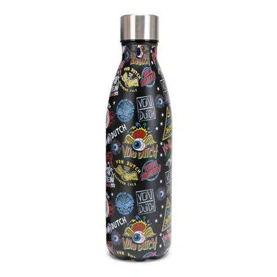 Von Dutch 24oz Jax Black Hydration Double Walled Insulated Stainless Steel Bottle In Multi