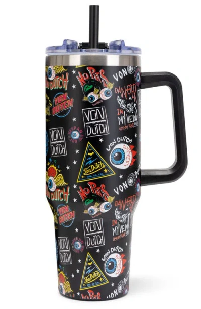 Von Dutch 40oz Double Walled Insulated Stainless Steel Tumbler In Black