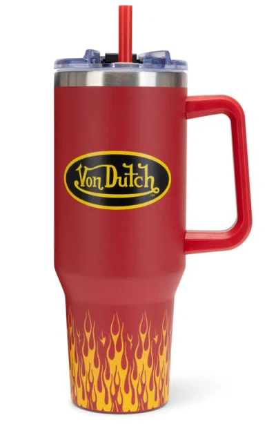 Von Dutch 40oz Double Walled Insulated Stainless Steel Tumbler In Red