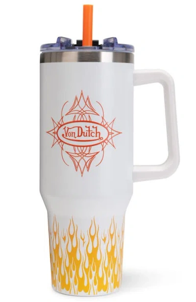 Von Dutch 40oz Double Walled Insulated Stainless Steel Tumbler In White