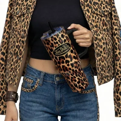 Von Dutch 40oz Leopard Double Walled Insulated Stainless Steel Tumbler In Animal Print