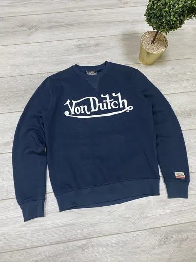 Pre-owned Von Dutch Big Logo Sweatshirt Kustom Kulture In Navy Blue