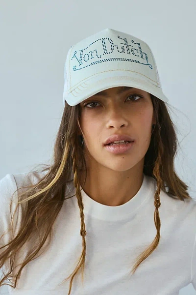 Von Dutch Bling Trucker Hat In Light Blue, Women's At Urban Outfitters