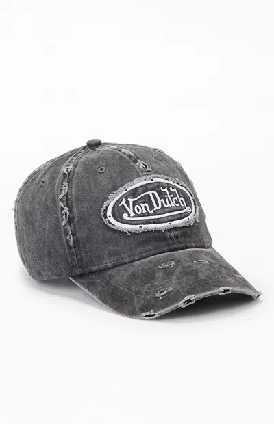 Von Dutch Busted Logo Dad Hat In Black In Gray