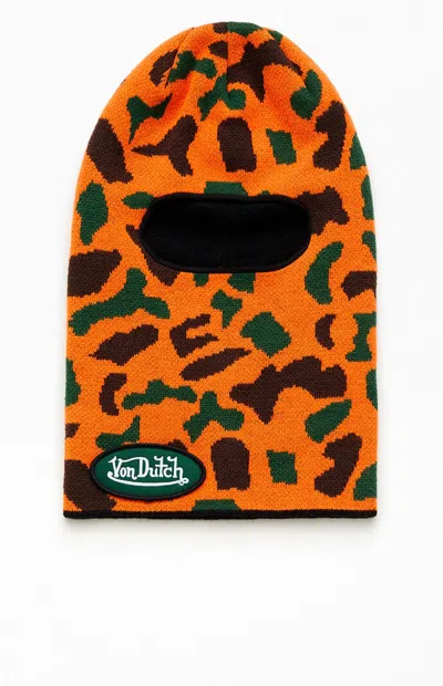 Von Dutch Camo Balaclava In Orange In Multi