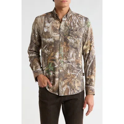Von Dutch Camo Print Long Sleeve Shirt In Multi