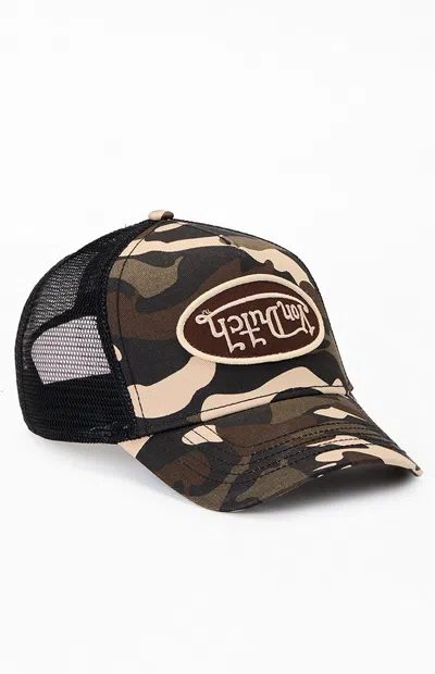 Von Dutch Camo Trucker Hat In Camouflage In Black
