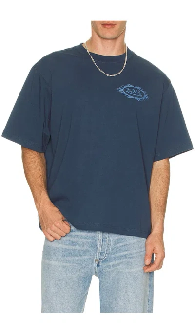 Von Dutch Chest Logo Boxy Crop Tee In Blue