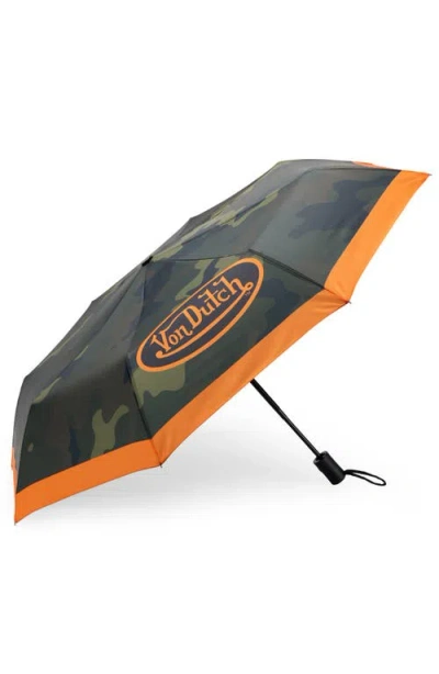 Von Dutch Compact Automatic Umbrella, Strong & Portable In Green