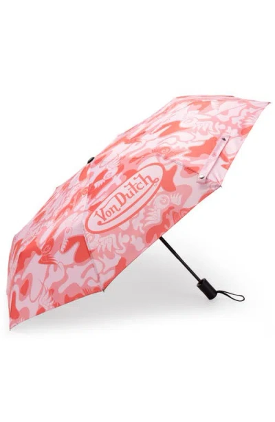Von Dutch Compact Automatic Umbrella, Strong & Portable In Orange