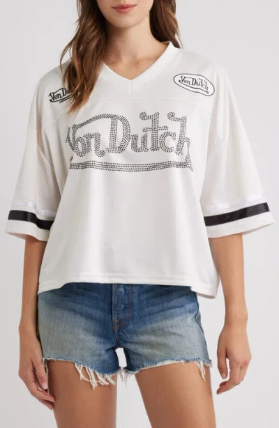 Von Dutch Cropped Mesh Football Jersey In White