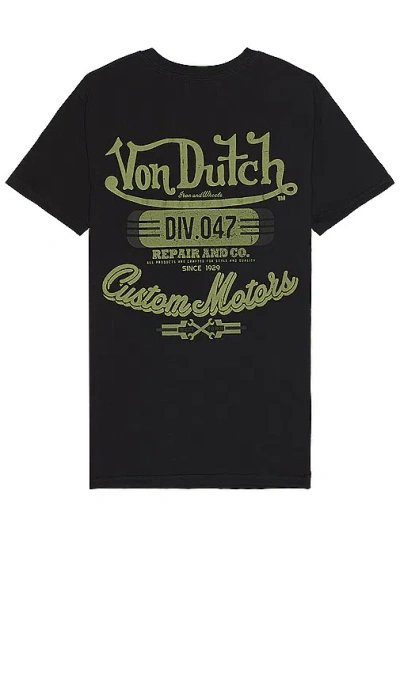 Von Dutch Custom Motors Graphic Tee In Black & Dark Green