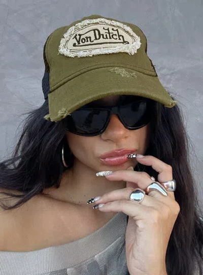 Von Dutch Denim Trucker Hat In Green