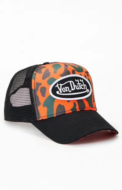 Von Dutch Duck Dutch Trucker Hat In Black/orange In Multi
