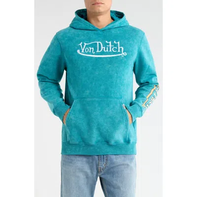 Von Dutch Embroidered Fleece Graphic Hoodie In Blue