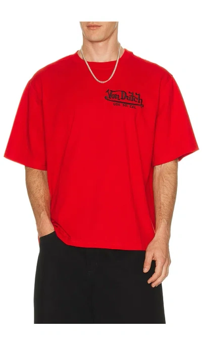 Von Dutch Embroidered Logo Boxy Crop Tee In Red