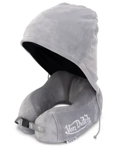 Von Dutch Eyeconic Hooded Ergonomic Memory Foam Travel Neck Pillow In Gray