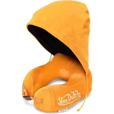 Von Dutch Eyeconic Hooded Ergonomic Memory Foam Travel Neck Pillow In Orange
