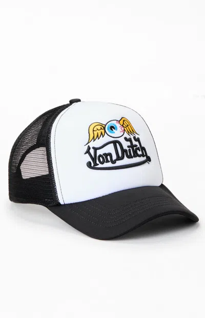 Von Dutch Flying Eye Foam Trucker Hat In Black/white In Multi