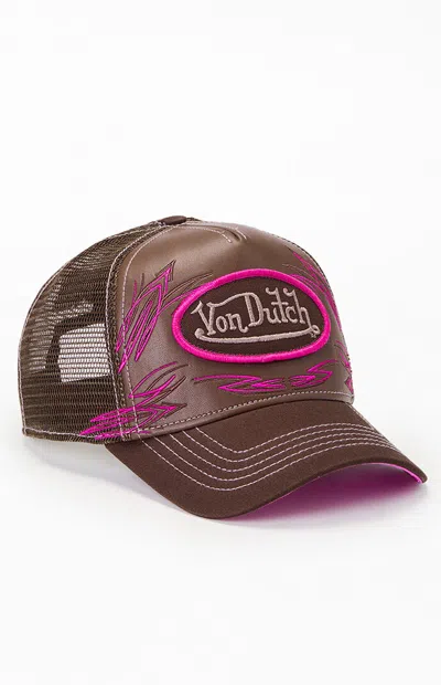 Von Dutch Hot Rod Trucker Hat In Brown In Green