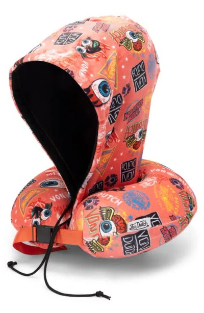 Von Dutch Jax Hooded Memory Foam Travel Neck Pillow In Pink