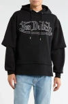 Von Dutch Layered Fleece Pullover Hoodie In Black