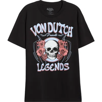 Von Dutch Legends Logo Cotton Blend Graphic T-shirt In Black