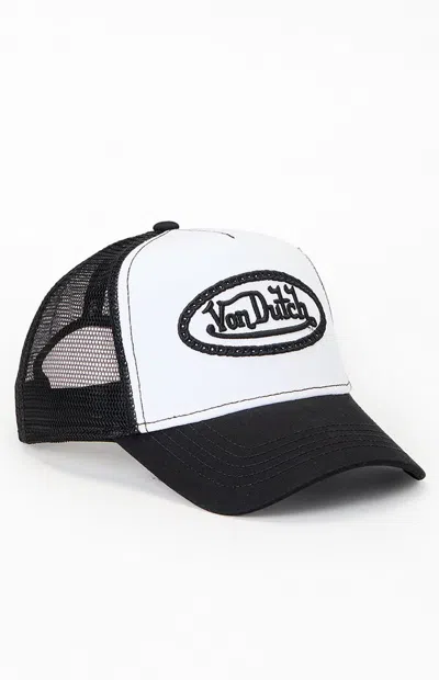 Von Dutch Link Logo Trucker Hat In Black/white