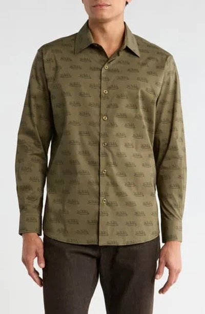 Von Dutch Logo Button-up Shirt In Green