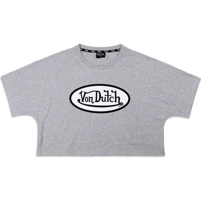 Von Dutch Logo Cotton Crop Graphic T-shirt In Gray