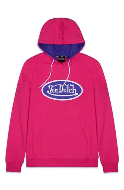 Von Dutch Logo Cotton Graphic Hoodie In Pink