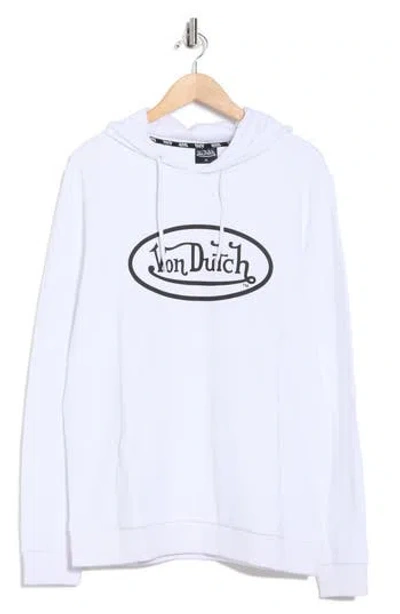 Von Dutch Logo Cotton Graphic Hoodie In White